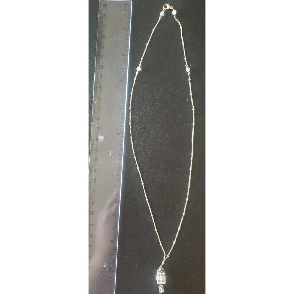 Vintage Necklace MARKED 925 STERLING SILVER AB Drop Chain Crystal Pendant